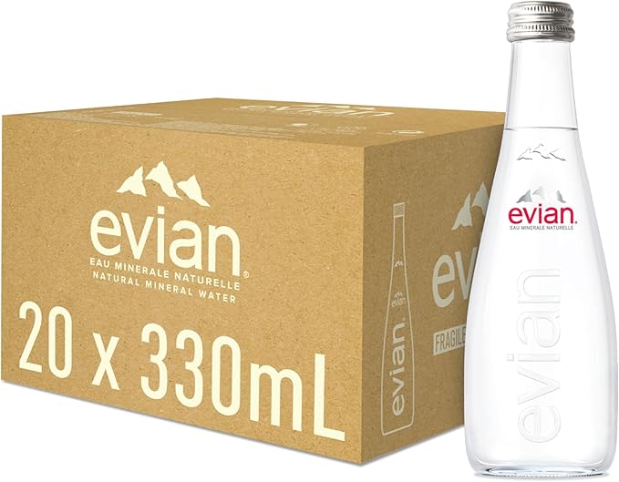 Evian Mineral Water 330ml x 20 Still Glass Bottles
