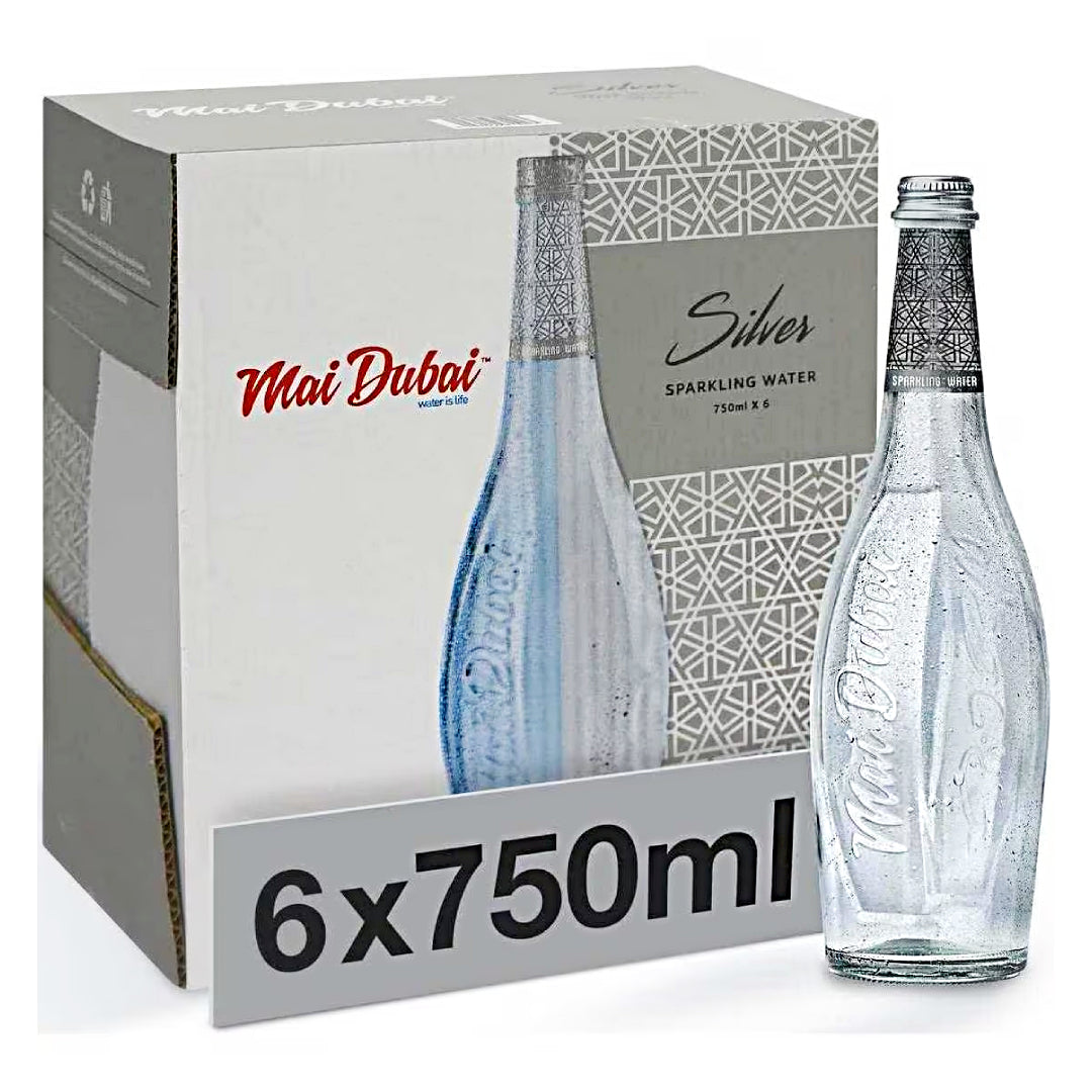Mai Dubai Drinking Water 750ML x 6 Sparkling Glass Bottles