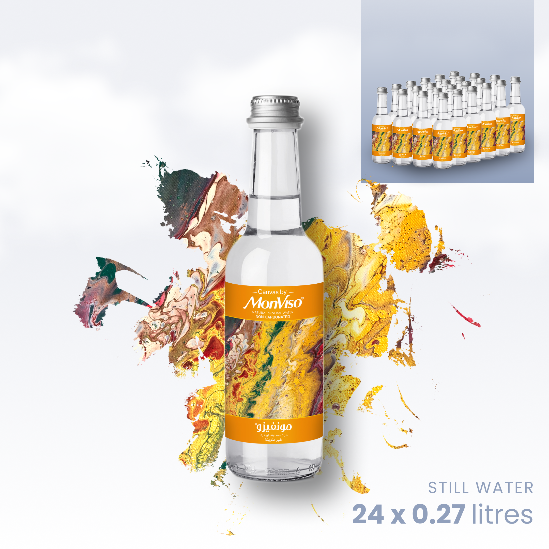 0.27L x 24 Canvas by MonViso Glass Bottle Still Natural Mineral Water